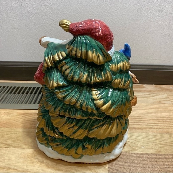 Vintage Fitz and Floyd Cookie Jar Santa Claus W/ Guitar Ceramic Omnibus Forest - Picture 5 of 9